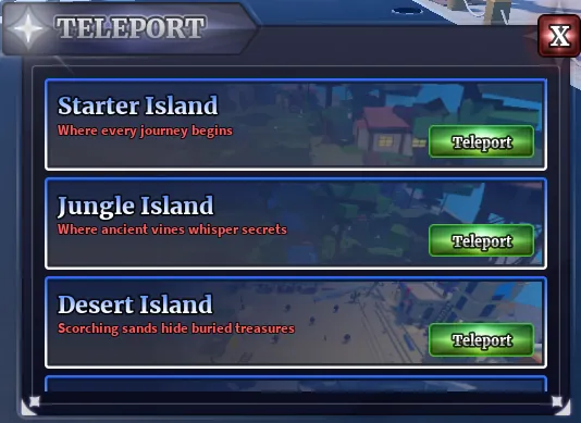 Teleport Portal interface in Sailor Piece